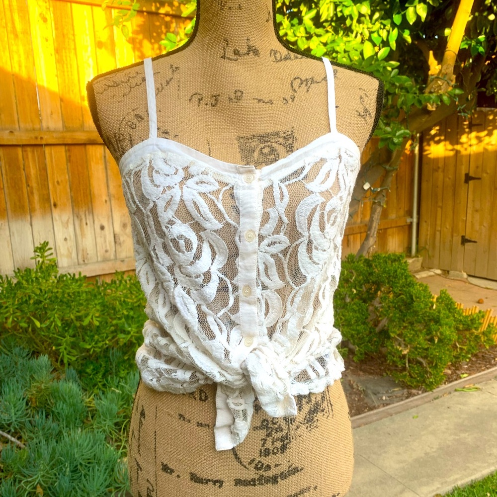 2/$20 Kimchi Blue Lace Button up Tank Top
